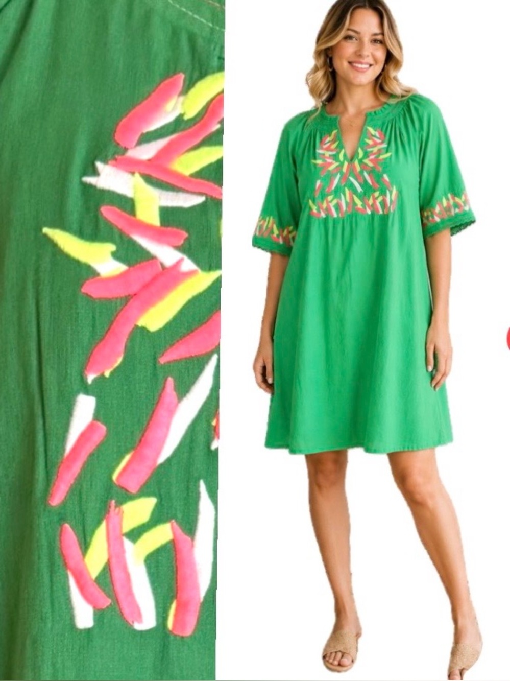 JODIFL, Los Angeles Embroidered Shift Dress, Size Large NWT